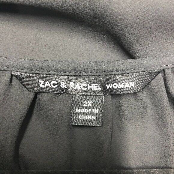 Zac & Rachel Women Black Semi-Sheer Cut Out Top in Black - Size 2X - Picture 4 of 6